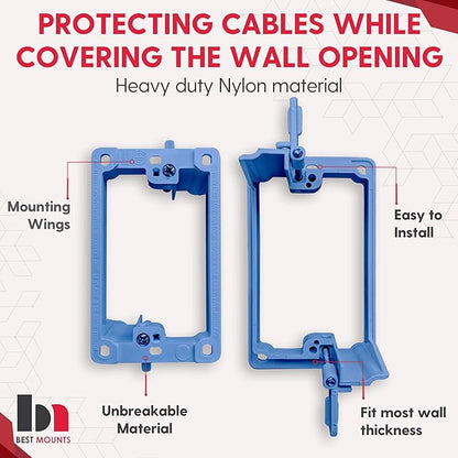 BestMounts - 5 Pack Low Voltage Mounting Brackets 1 Gang for Drywall Outlet Cable Pass Through Wall Plates - Cable Wall Plate Bracket for Old Work, Telephone Wires, Network Cable, HDMI, Speaker Wire