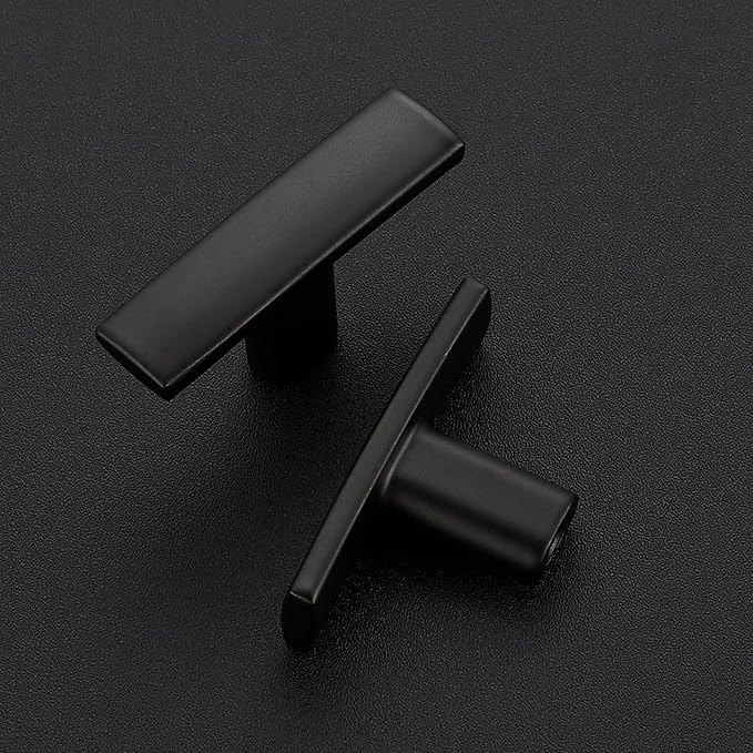 25 Pack Black Cabinet Knobs - Curved Cabinet Pulls Matte Black Knobs for Kitchen Cabinet Drawer Solid Dresser Knobs for Cabinet Hardware 1-3/4 Inch Length Single Hole