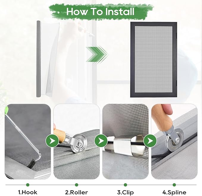 King&Charles Window Screen Door Mesh, Window Screen Replacement/Repair Kit, 48”x118” Fiberglass Gray Mesh, Durable&Visibility & Cuttable & Washble, Easy to Replace/Install/DIY.