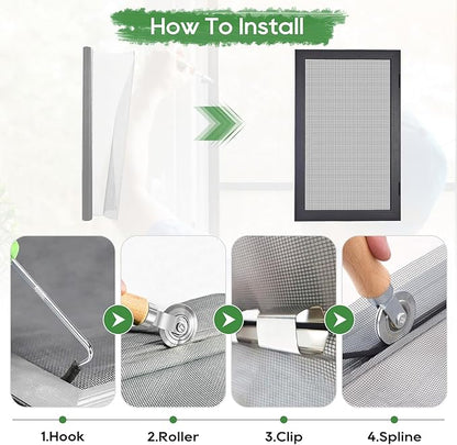King&Charles Window Screen Door Mesh, Window Screen Replacement/Repair Kit, 48”x118” Fiberglass Gray Mesh, Durable&Visibility & Cuttable & Washble, Easy to Replace/Install/DIY.