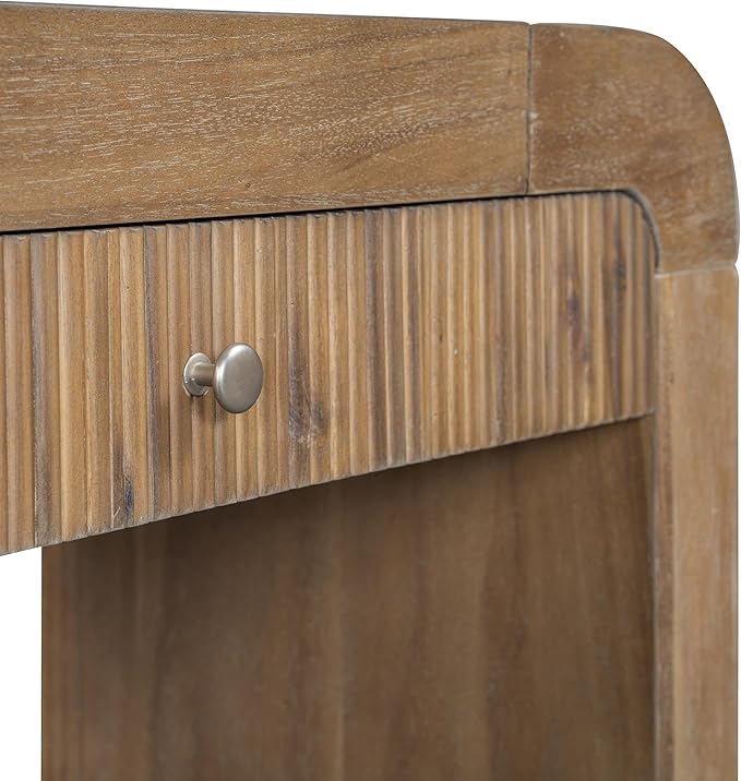 54.3" Rustic Console Table with Fluted Drawer Front,Entryway Table with Curved Corners & Thick Legs,Sturdy Sofa Table for Hallway & Living Room,Natural