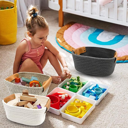 Small Woven Basket, Cute Cotton Rope Basket for Organizing, Decorative Baskets for Gifts Empty, Organizer Bin for Cat Puppy Dog Toy Nursery Shelf Storage, Baby Shower, Birthday, Father’s Day (Coffee)
