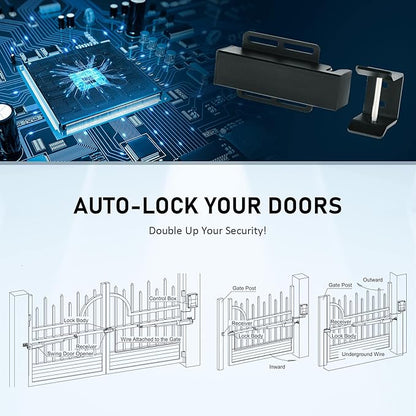 CO-Z Automatic Electric Gate Lock for Single Double Swing Gate Opener, Universal 24VDC Electromagnetic Gate Locks for Outdoor Fence, Electric Gate Latch Magnetic Gate Closer for Gate Operator System