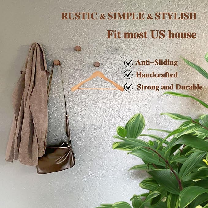 Decorative Wooden Wall Hooks and Small Cute Black Rustic Hooks Heavy Duty for Cubicle Hanging Coats,Towel,Picture,Hat,Purse,Key Hook,Plant,Dog Leashes