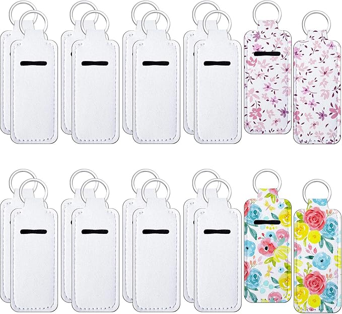 Hicarer Sublimation Lipstick Holder Keychain Bulk Blank Lipstick Neoprene Clip-on Sleeve Travel Key Ring Holder