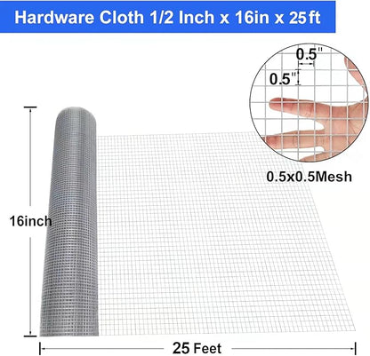 Land Guard 19 Gauge Hardware Cloth, 1/2 inch Chicken Wire Fence, Galvanized Welded Cage Wire Mesh Roll Supports Poultry Netting Cage Fence………