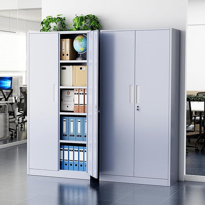 Greenvelly Metal Storage Cabinet, 72" Tall Locking Steel Storage Cabinet with 2 Doors and 4 Adjustable Shelves, Metal File Cabinet for Home Office, Garage, Warehouse, Classroom(Dark Grey)