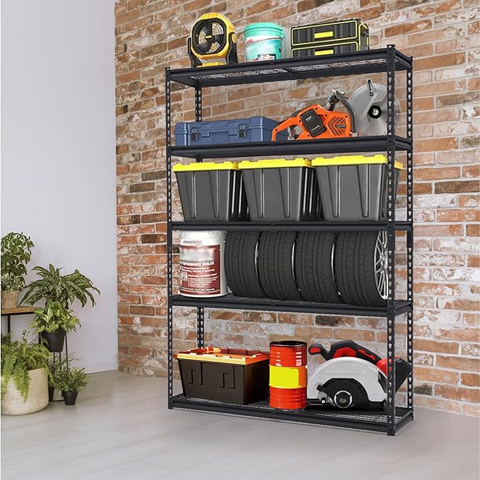 Heavy Duty Storage Shelves 48x18x72 in, 2500Lbs Adjustable Metal Shelving for Garage Organization, Durable Garage Shelving Easy Assemble