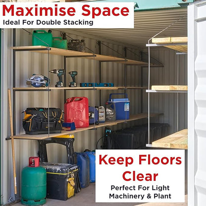 XL Heavy Duty Shipping Container Shelving, 4 Pack Shipping Container Accessories, Pre Welded Storage Container Shelves, Conex Compatible Shipping Container Brackets (24" Shelves (Pack 4))