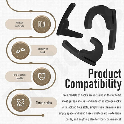 Universal Hooks - 7 x L/7 x J/7 x Pcs Long J Hook, Approximately 40 lbs. Capacity Compatible with Garage Shelving & Industrial Storage Racks and Other with Keyhole Slots
