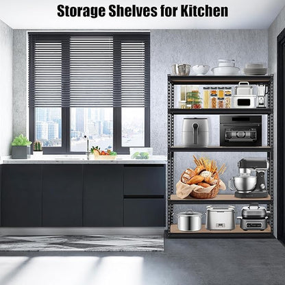 Garage Shelving Heavy Duty Storage Shelves 2000Lbs Capacity, 5 Tier Adjustable Metal Shelving Unit 48" W x 24" D x 72" H, Industrial Utility Rack for Kitchen Pantry