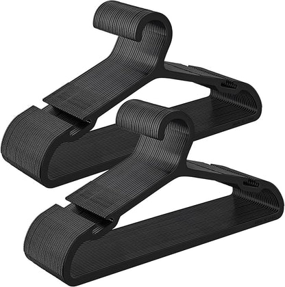 SONGMICS Clothes Hangers, Pack of 50, Plastic Hangers, with Wide Shoulder Notches, Space-Saving Coat Hangers, 16.4 Inches Wide, for Closet, Ink Black UCRP010B01
