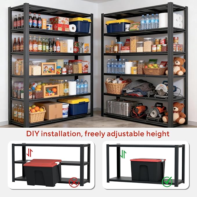 Garage Shelving, Heavy Duty Storage Shelves Metal Shelf Unit Adjustable Industrial Storage Racks for Shop,Warehouse,Basement (83" H X 55" W X 24" D, 6)