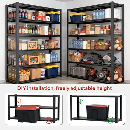 Garage Shelving, Heavy Duty Storage Shelves Metal Shelf Unit Adjustable Industrial Storage Racks for Shop,Warehouse,Basement (83" H X 55" W X 24" D, 6)