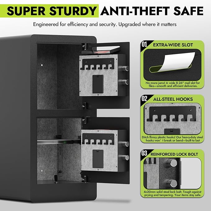 Safe with Drop Slot, 7.0 Cu Ft Drop Safe for Business Biometric Cash Safes with Removable Shelves & Fireproof Bag Commercial Safes for Restaurants, Supermarkets, Retail Stores