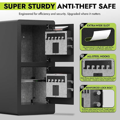 Safe with Drop Slot, 7.0 Cu Ft Drop Safe for Business Biometric Cash Safes with Removable Shelves & Fireproof Bag Commercial Safes for Restaurants, Supermarkets, Retail Stores