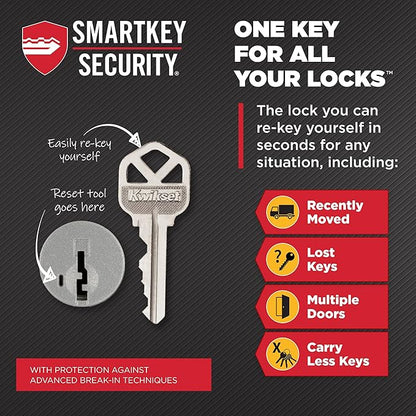 Kwikset Casey Entry Door Handle with Lock and Key, Secure Keyed Reversible Lever Exterior, for Front Entrance and Bedrooms, Polished Chrome, 4 Pack, Pick Resistant SmartKey Rekey Security
