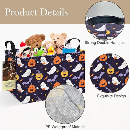 HUNRUNG Rectangle Storage Basket Cute Canvas Organizer Bin for Pet/Children Toys, Books, Clothes Perfect for Rooms/Playroom(REC-Pumpkin Kid)