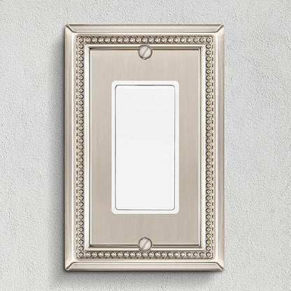 Henne Bery Sunken Pearls Heavy Duty Decorative Wall Plate Switch Plate Outlet Cover (Single Decorator, 3 Pack, Satin Nickel)