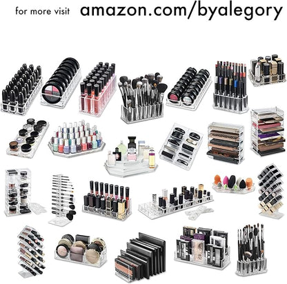 BY ALEGORY (Set Of 2) Acrylic Lipstick Makeup Organizers 24 Space Beauty Storage Refillable Cosmetic Container - Clear