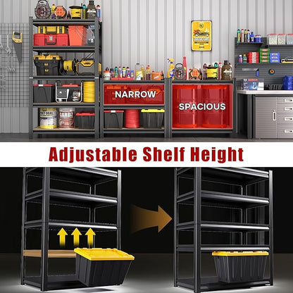 45"W x 18"D 6-Tier Garage Shelves Heavy Duty, Adjustable Steel Shelving Units, Garage Storage Shelf Heavy Duty Industrial Metal Organizer for Basement, Warehouse, Pantry, Kitchen, Black, 78"H