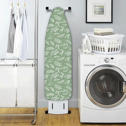 Extra Thick Ironing Board Cover and Pad, 15x54 Ironing Board Cover, Resist Scorching and Staining,Elastic Edges,Sage Green Spring Summer Plants