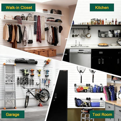 Yuzzy Slat Wall Paneling 4 x 8ft, Garage Slatwall Panel Wall Storage Systems, Heavy Duty PVC Garage Wall Organization (White)