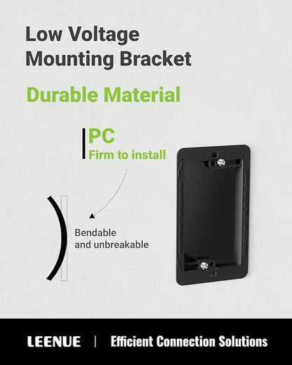 12 Pack Low Voltage Mounting Bracket 1 Gang for Ethernet Wall Plate, Low Voltage Box for Telephone Cord, Network Cable, Hdmi Cable, Coax Cable, and Speaker Wire, Black