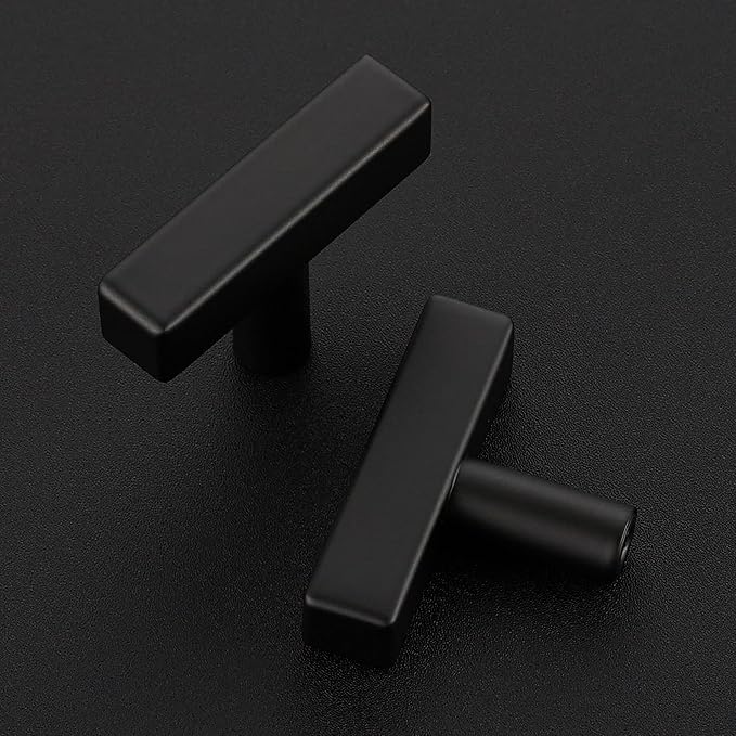 25 Pack Black Cabinet Knobs - Sqaure Bar Cabinet Pulls Matte Black Knobs for Kitchen Drawer Stainless Steel Dresser Pulls for Kitchen Hardware 2in Length Single Hole