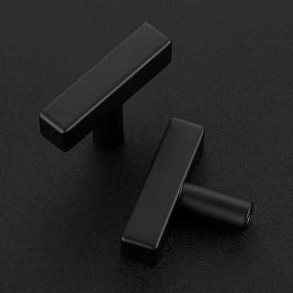 25 Pack Black Cabinet Knobs - Sqaure Bar Cabinet Pulls Matte Black Knobs for Kitchen Drawer Stainless Steel Dresser Pulls for Kitchen Hardware 2in Length Single Hole