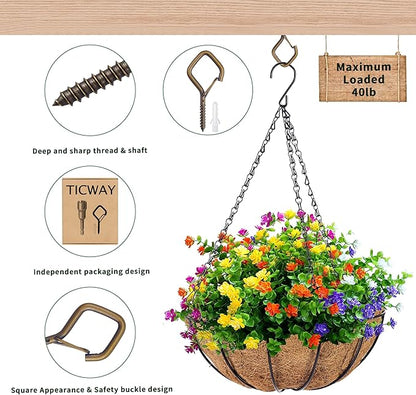 80 Pcs Outdoor Hooks for String Lights,Screw Hooks for Hanging Plants,Ceiling Hooks with Safety Buckle,Square Hanger for Wind Chimes,Bird Feeder,Lanterns,Christmas Decorations Bronze
