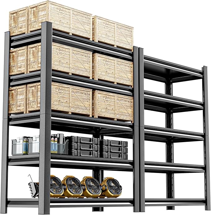 Heavy Duty Garage Shelving,87" Hx48 Wx24 D 5-Tier Storage Shelves,3000 lbs Capacity,Easy Assembly Adjustable Stainless Metal Shelf,Suitable for Garage Basement Office Farmhouse etc（2pcs）