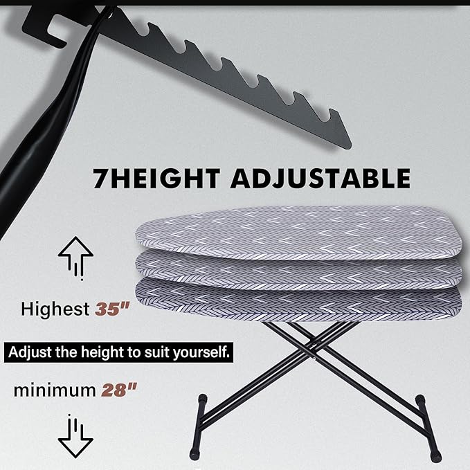 Ironing Board Full Size, Metal Construction Iron Board with Extra Thick Heavy Duty Padded Cover, Stable Structure, Anti-Skid Feet (47x16)