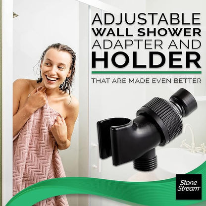 Original StoneStream Adjustable Wall Shower Adapter and Holder for Handheld Showerheads - Matte Black