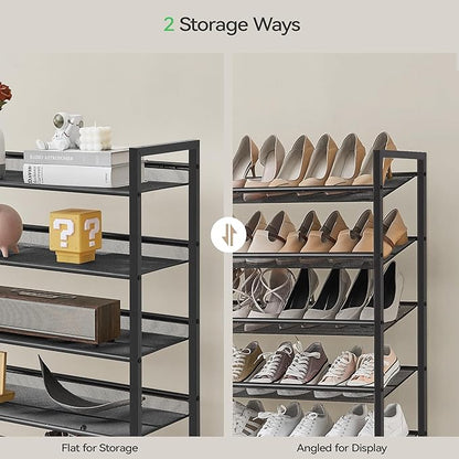 Shoe Rack, Long Shoe Organizer,Max Holds 62 Pairs,10 Tier Metal Shoe Storage Shelf,5-Tier Stackable Shoes Organizer for Garage, Entryway,Black
