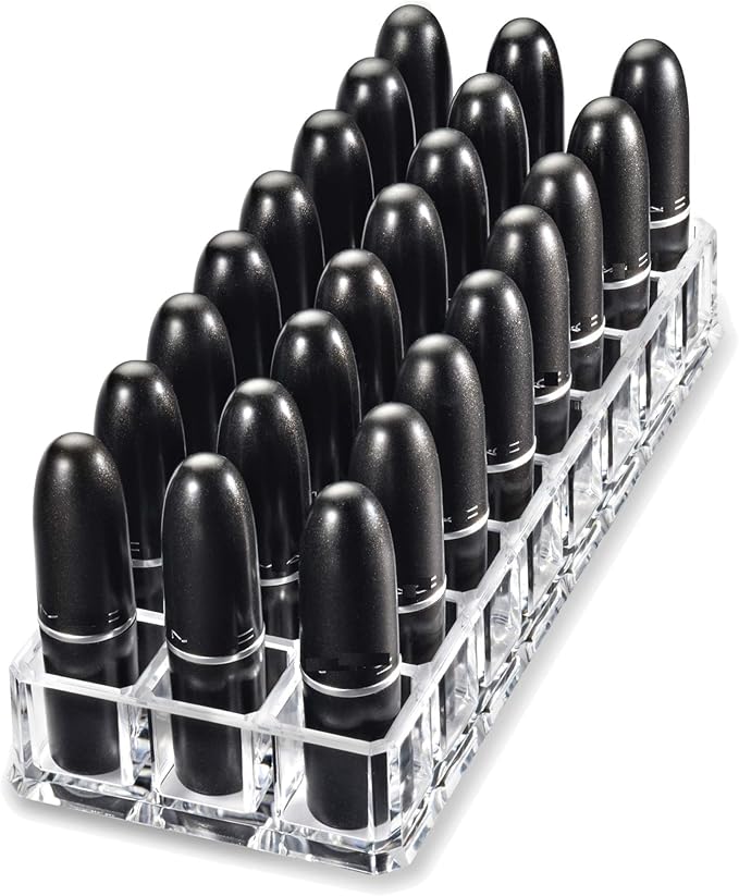 byAlegory Premium Beauty Organization Acrylic Lipstick Organizer & Beauty Container 24 Space Storage (Clear)