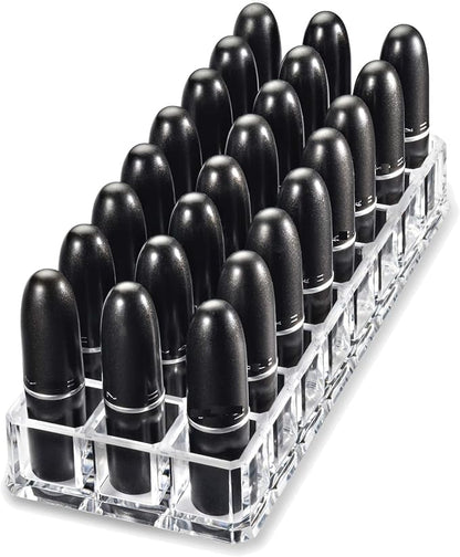 byAlegory Premium Beauty Organization Acrylic Lipstick Organizer & Beauty Container 24 Space Storage (Clear)