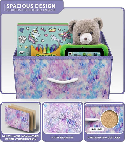 Sorbus Dresser Storage Tower, Organizer Drawers For Closet Boys & Girls Bedroom Bedside Furniture, Chest for Home, College Dorm, Steel Frame, Wood Top, Tie-dye Fabric Bins (4-Drawer, Blue/Pink/Purple)