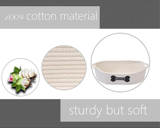 Geyecete Weave Rope Storage Basket - Natural Weave Rope Clutter Organizer - Pet Toy Box - Beige