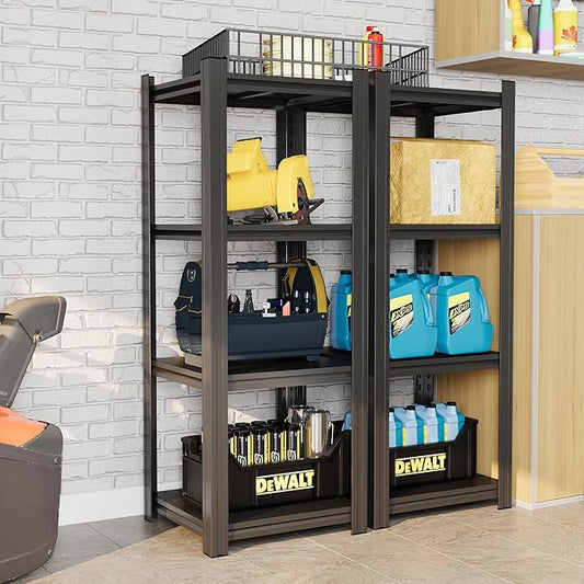 Metal Garage Shelving Unit, Heavy Duty Adjustable Storage Rack, Steel Shelving, Industrial Shelves for Heavy Tools and Equipment, Ideal for Garage, Basement (4-Tier 54" Hx13.8 Wx11.8 D)