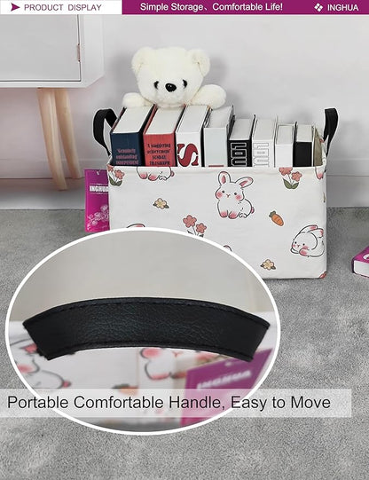 Rectangular Storage Basket Fabric Organizer Bin for Toys,Books,Clothes,Gifts,Pets-Perfect for Home,Office,Nursery,Dorm,Shelf(Rec-rabbit)