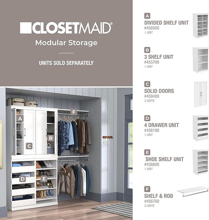 ClosetMaid Modular Storage Shelf Unit with Angled Shoe Shelves, White