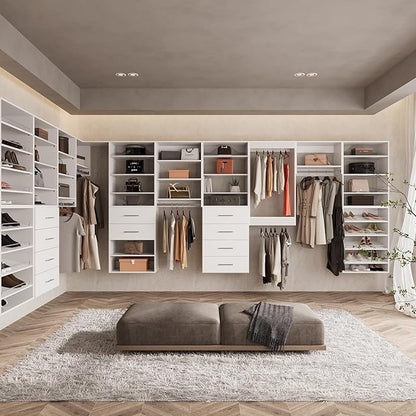 ROOMTEC 31.5" Double Hanging Closet Unit, Modular Closet System with Hanging Rod, Wardrobe Organizer for Bedroom or Walk-in Closet, Wall Mounted, Customizable Clothes Storage Unit, White