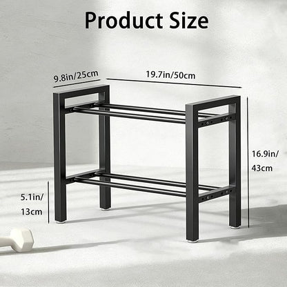 20 IN Dumbbell Rack 2 Tier Adjustable Kettlebell Storage Shelf Heavy-Duty 250LB Space-Saving Weights Stand for Home Gym(Rack Only)