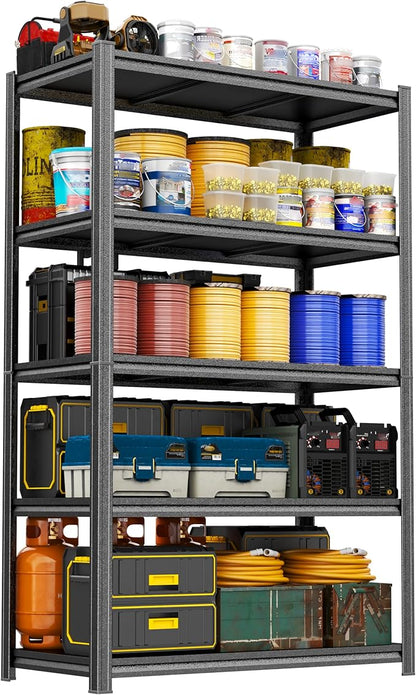 78"H Garage Shelving 3000LBS Storage Shelves Heavy Duty Metal Shelving Unit 5 Tier Adjustable Storage Rack and Shelving for Basement, Warehouse, Pantry, Closet, Kitchen 39.4" W × 15.7" D × 78" H