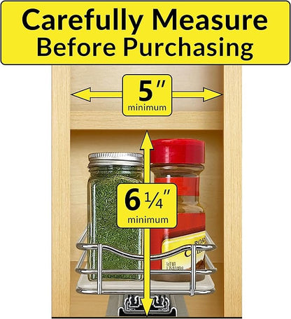 LYNK PROFESSIONAL® Pull Out Spice Rack Organizer for Inside Kitchen Cabinets - 4-3/8 inch Wide - Slide Out Drawer – Chrome Sliding Spice Organization for cabinet - Spice Racks - 1 Tier