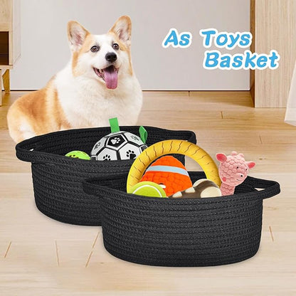 ABenkle Small Basket with Gift Bags and Ribbons, Empty Gift Baskets for Mother's Day, Decorative Boho Rope Woven Nursery Storage Organizer Toy Baskets with Handle for Baby Showers, 12"X 8" X 5"