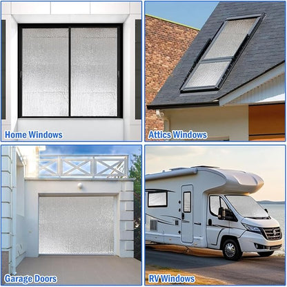 YoleShy Double Reflective Insulation 24 in X 25 FT RV Window Insulation for Summer Heat Reflective Window Film for Roof, Car, Garage Doors