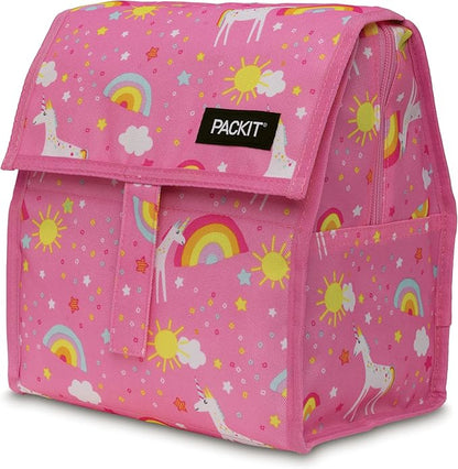 PackIt® Freezable Lunch Bag, Unicorn Dream Pink, Built with EcoFreeze® Technology, Foldable, Reusable, Zip and Velcro Closure with Buckle Handle, Designed for Work Lunch and Fresh Lunch On the Go