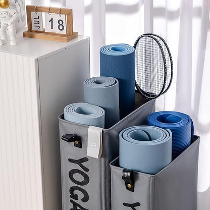 Caroeas Yoga Mat Storage Rack, Yoga Mat Holder Accessories, Home Gym Equipment Storage Yoga Mats, Women Men Workout Equipment Organization with Wheels